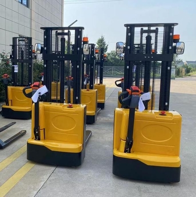 1.5t Professional Material Lifting Equipment Walkie Full Electric Stacker Electric Lifting Workshop Trolley PU Wheel With