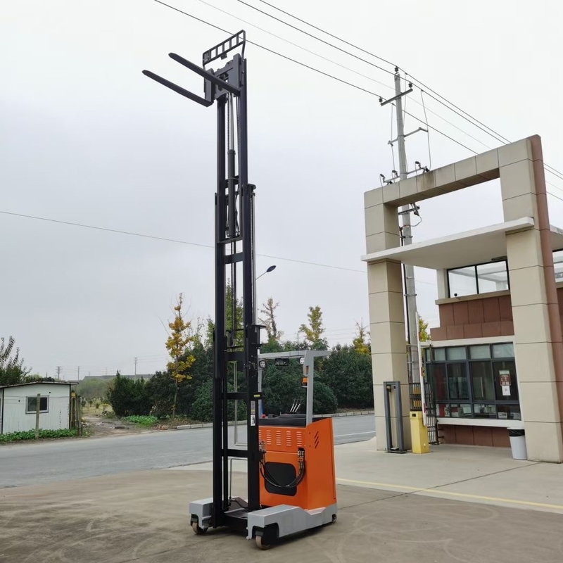 Stand-on type for large capacity high lift reach stacker trucks