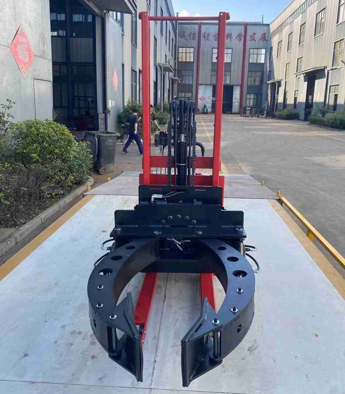 350kg 2 Meters Semi Electric Roll Stacker With Clamp With 2 Mast For Roll Handling