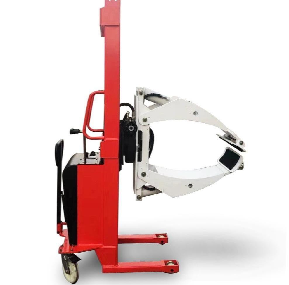 350kg 2 Meters Semi Electric Roll Stacker With Clamp With 2 Mast For Roll Handling