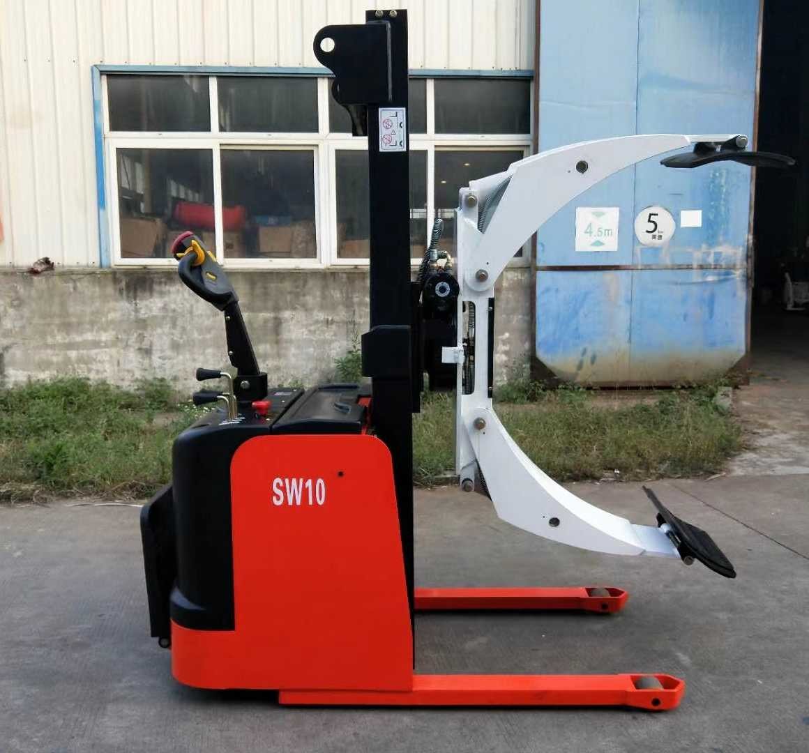 1ton 2ton 4m Electric Forklift Stacker With Clamp Roll Paper Stacker