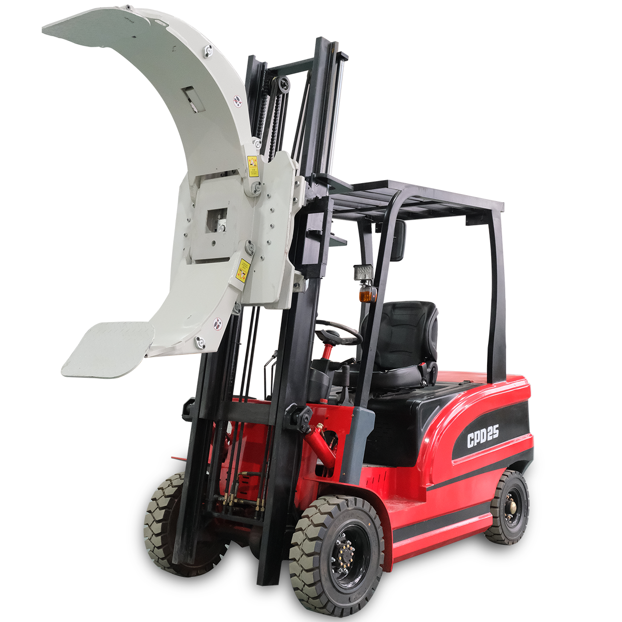 Load 2.5ton 2500kg 4-wheel electric forklift with clamp full electric big battery
